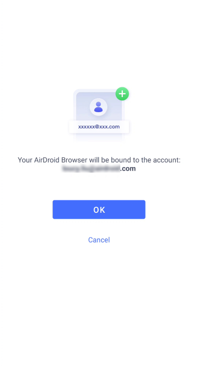 AirDroid Browser confirm account