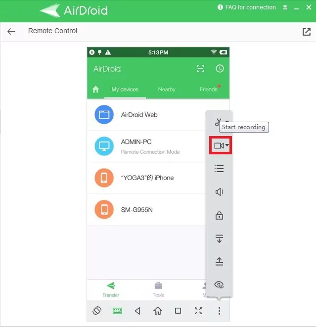 airdroid personal guide screen record