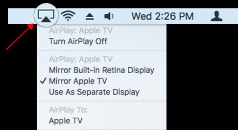 État AirPlay sur Mac
