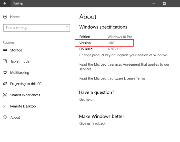 check windows specifications