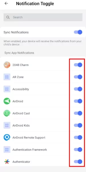 customize apps to sync notifications