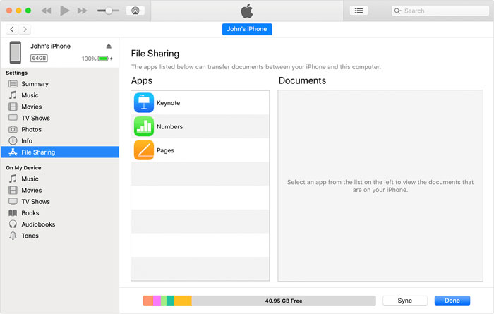 itunes file sharing