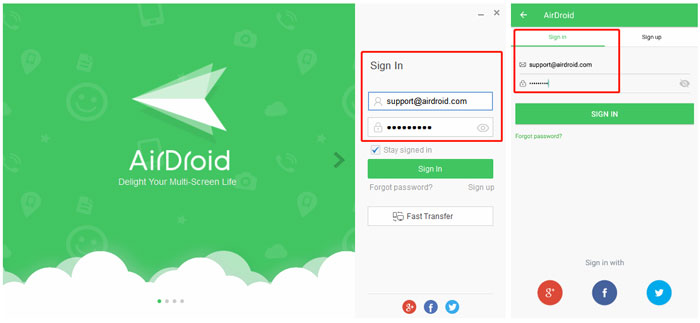 log in airdroid