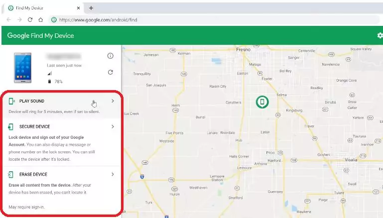 Select what to do on find my device