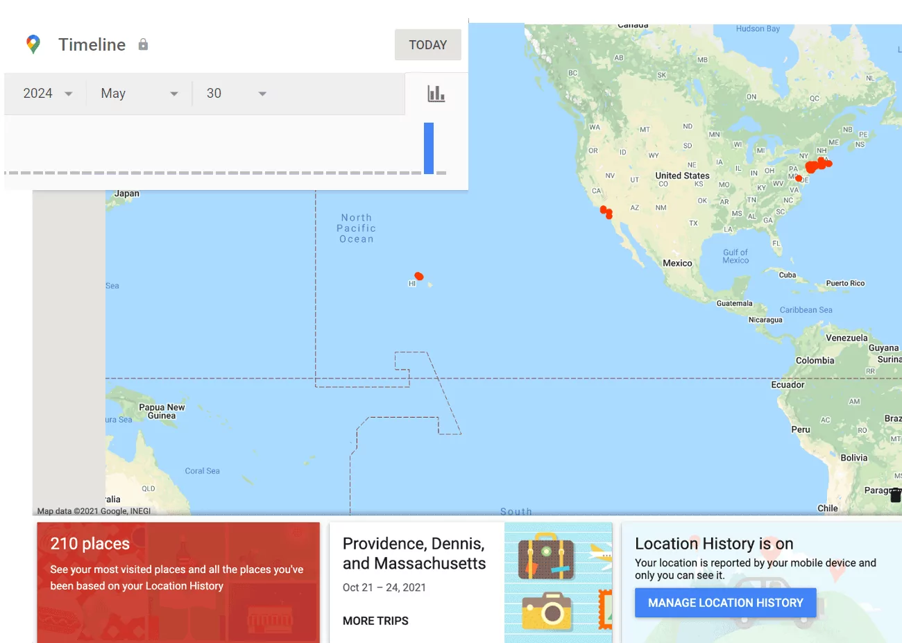 Ihre aktuelle Timeline auf Google Maps