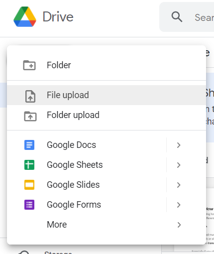 File upload google drive