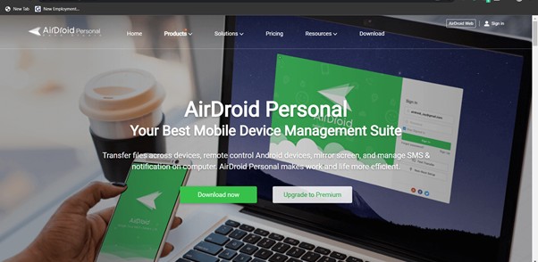 airdroid personal web view