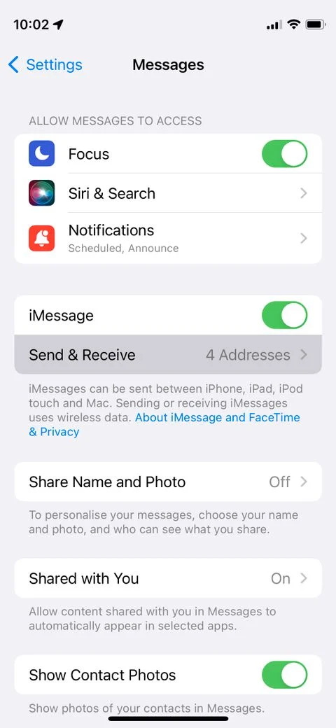 messages settings on iphone