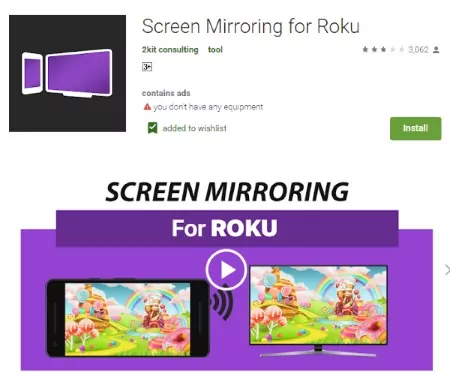 screen mirroring android to roku