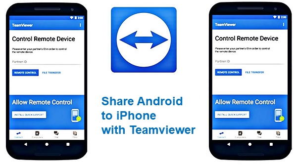 share Android to iPhone with Teamviewer