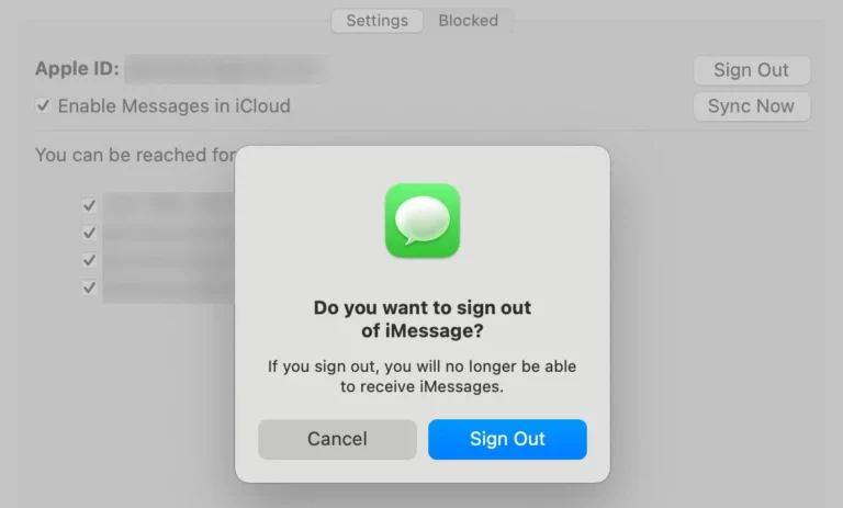 signing out of imessage on a mac