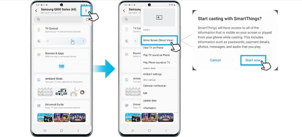 how to screen mirror from a samsung phone