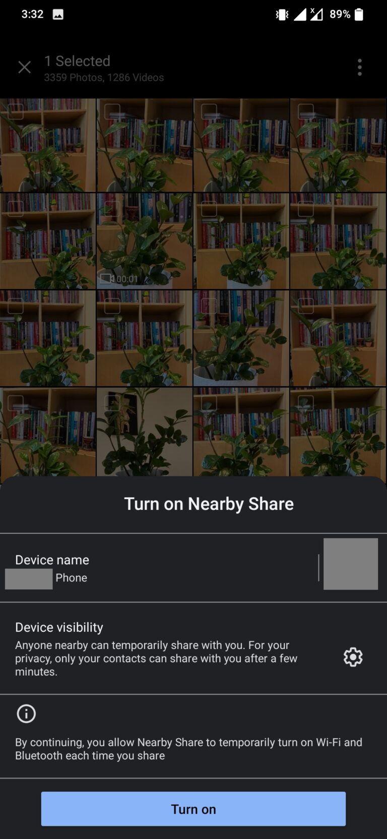 turn on nearby share