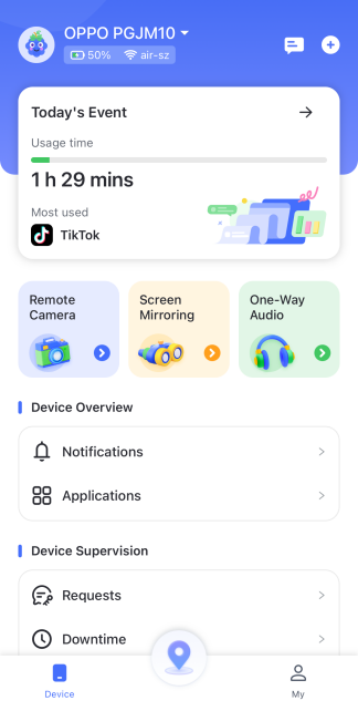 Tablero de Control de AirDroid Parental Control