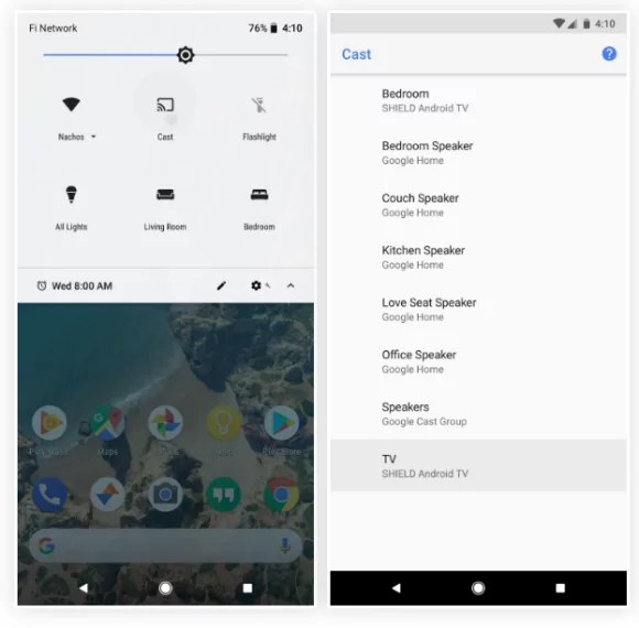 cast Android to TV via Google Home