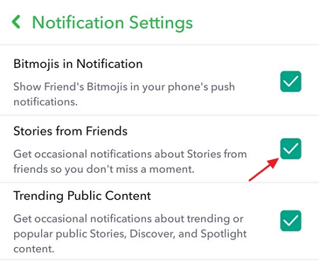 enable story notifications