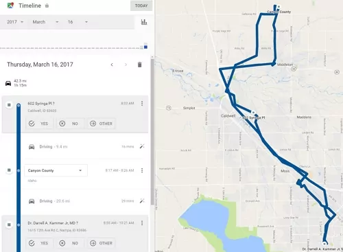 Google Mapの位置情報履歴