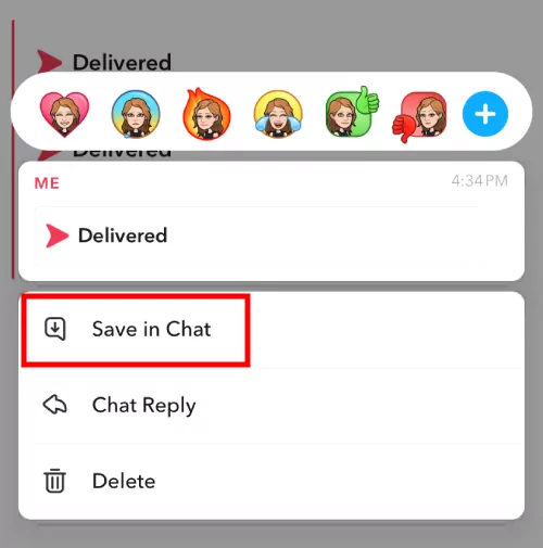 save a Snap in chat