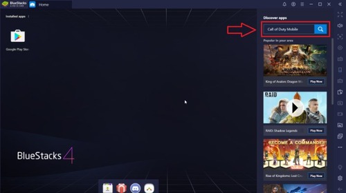 search for COD in Bluestacks