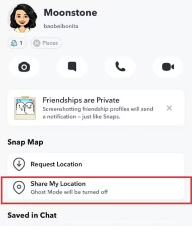 share location on Snapchat
