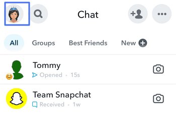 tap your avatar on Snapchat 