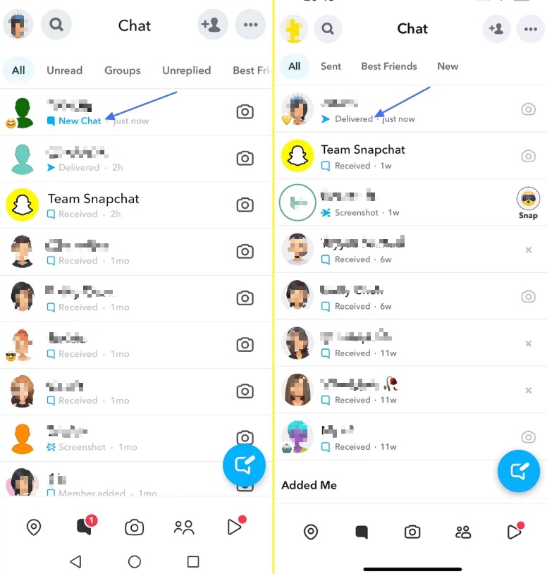 el mensaje de Snapchat se lee sin activar Abierto en Android