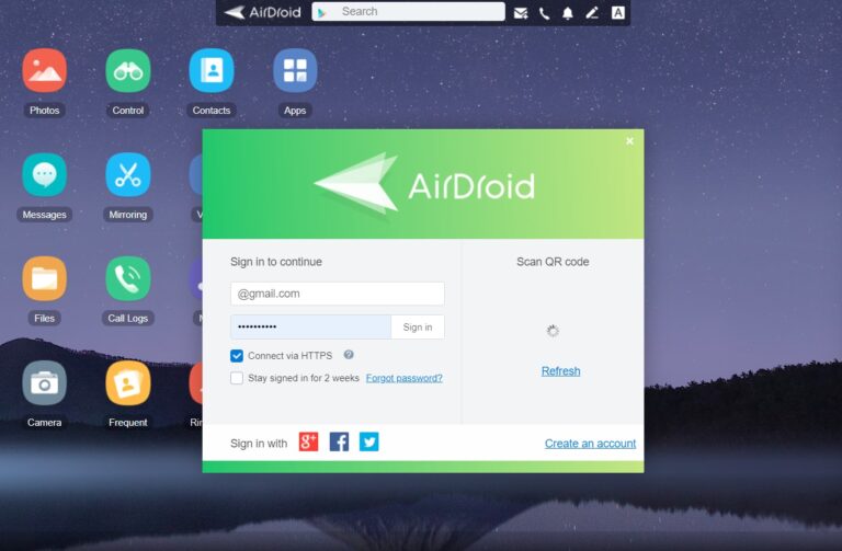 sign in to airdroid web