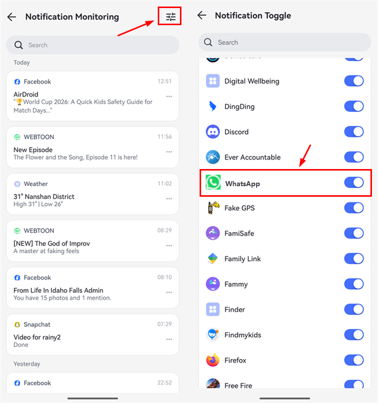 啟動同步 WhatsApp 通知