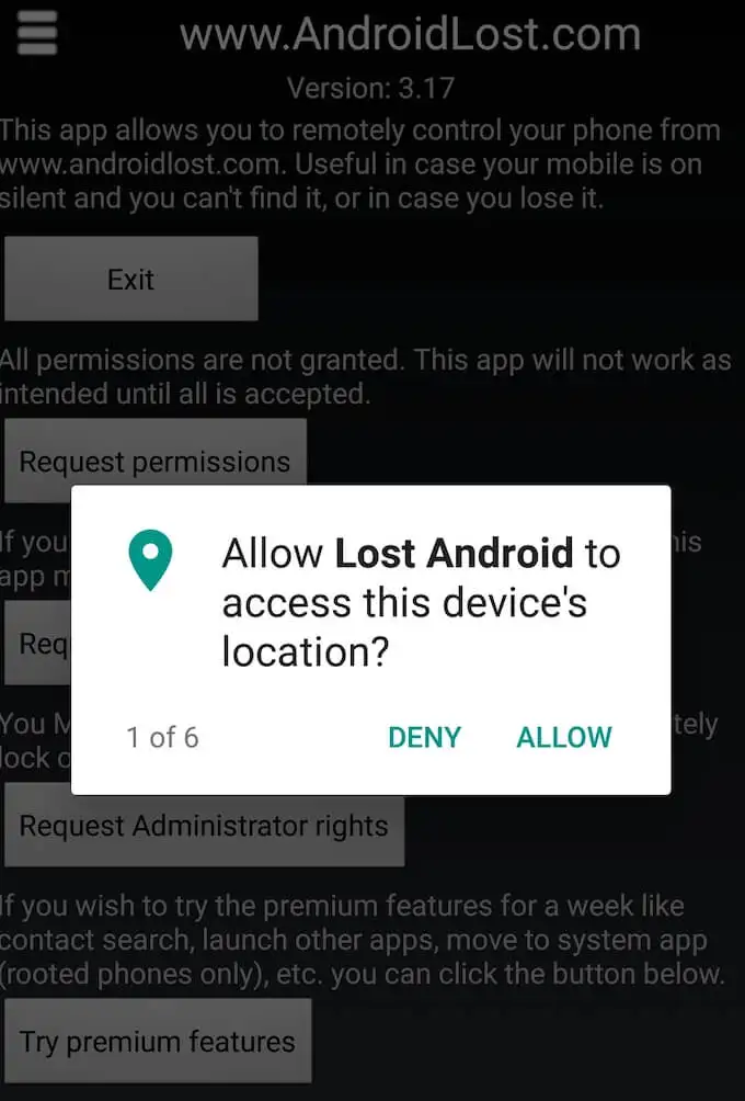 android lost permission