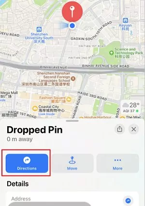 Dieractions in Dropped pin