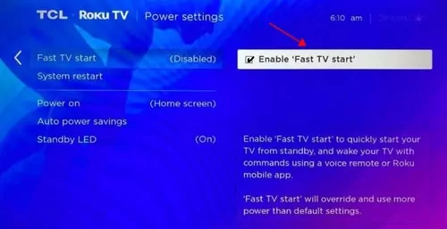 Enable Fast TV Start
