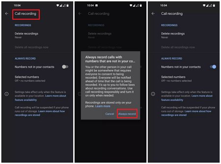 registrazione chiamate Google