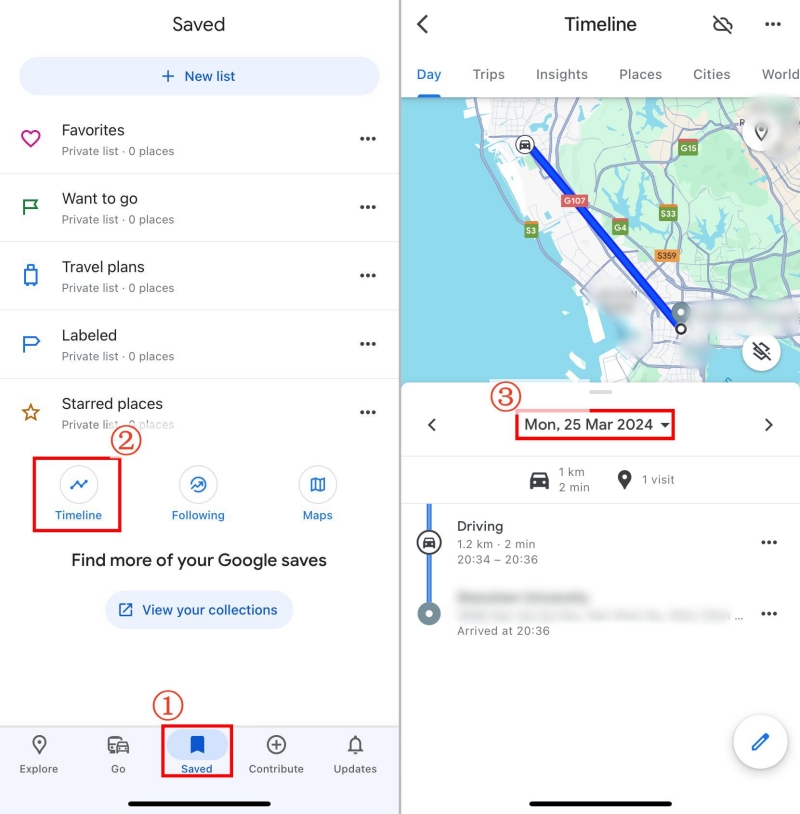 Google Maps Timeline feature