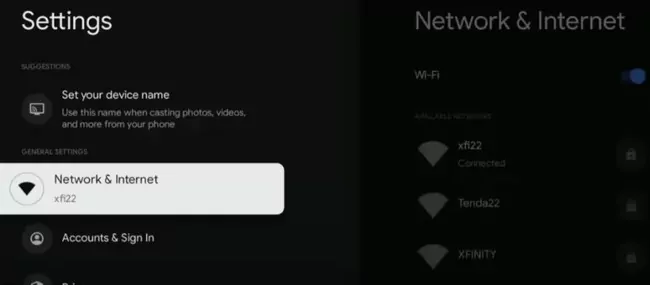 Chromecast with Google TV network settings