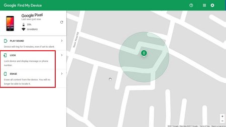 lock or erase google pixel
