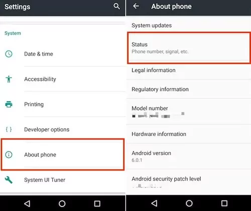 Android phone Settings