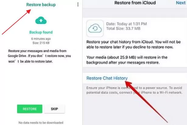 restore others WhatsApp backup