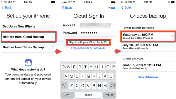 restaurar desde copia de seguridad de iCloud