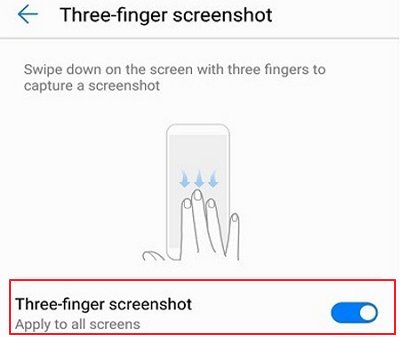 three finger screenshot