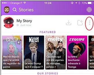 los tres puntitos de las Historias de Snapchat