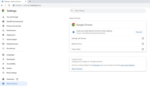update Chrome browser