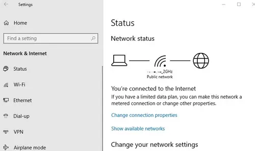 network settings in Windows PC