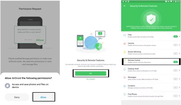 Seguridad y funciones remotas AirDroid tableta