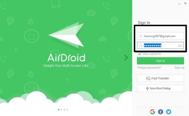 AirDroid vía PC tableta acceso remoto