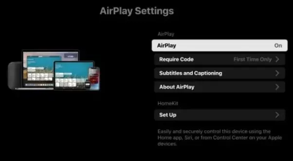 AirPlay settings on Hisense TV