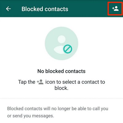 block WhatsApp contacts from Setting