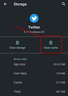 clear Twitter cache
