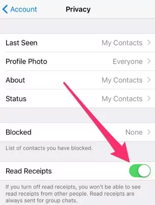 disable WhatsApp read receipts