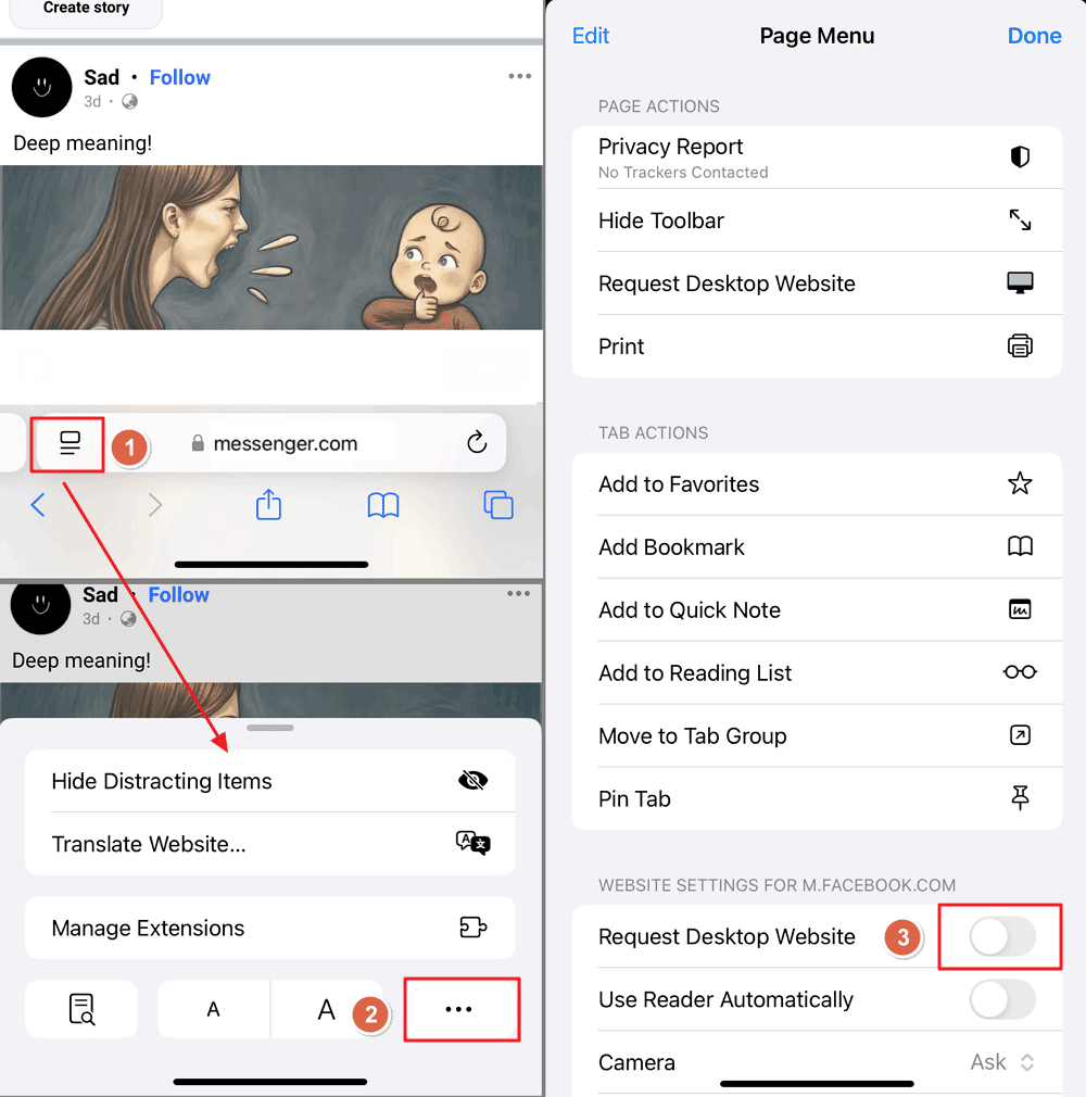 attivare Richiedi sito desktop su Safari
