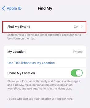 find my app in setting
